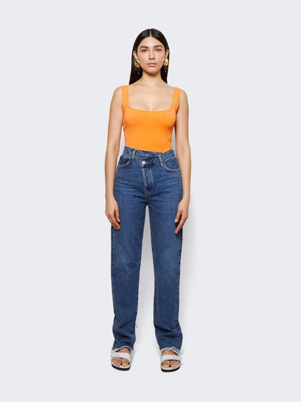AGOLDE Criss Cross Straight Range Medium High Rise Boyfriend Jeans, Size 25